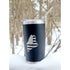 Maine Flag 20oz Black Tumbler Stainless Steel with Metal Straw